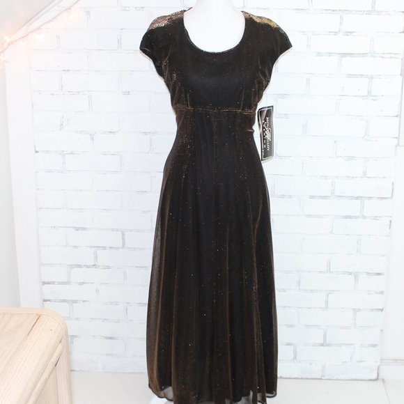 molly malloy Dresses & Skirts - Vintage Molly Malloy Brown/Gold Evening Dress